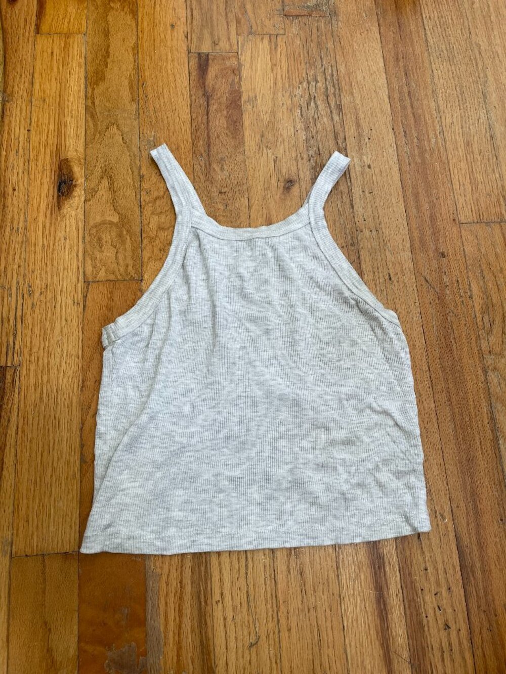 Women's Ribbed Off-White Crop Tank Top